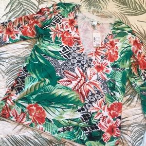 Christopher & Banks Tropical Button Shirt